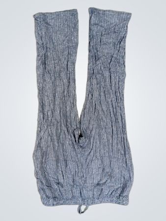 Blue Striped Crinkled Pants
