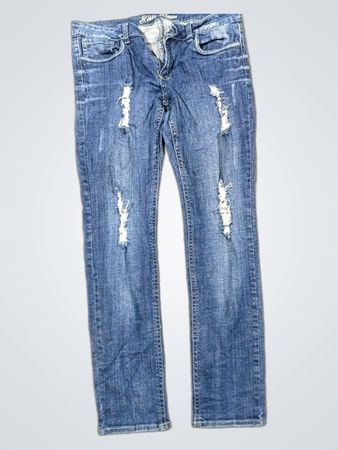 Blue distressed jeans