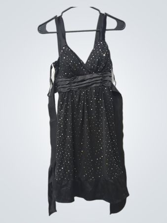Taboo Schwarzes besticktes Kleid mit Schleifenband