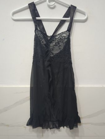 Schwarzes Spitzen-Babydoll-Nachtwäsche