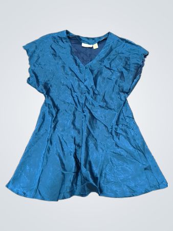 Victoria's Secret Blue Polyester Kurzarm V-Ausschnitt Nachthemd mit Knopfleiste