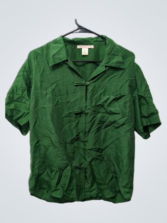 The Limited Green 100% Seide Kurzarmhemd