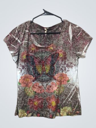 Sassa Lawrence Damen-T-Shirt mit Schmetterlings- und Blumenmuster