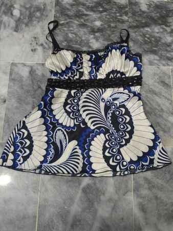 Haul Soul Damen Tanktop in Blau und Weiß mit Muster