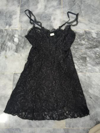 Fredericks of Hollywood Schwarzes Spitzen-Babydoll-Kleid