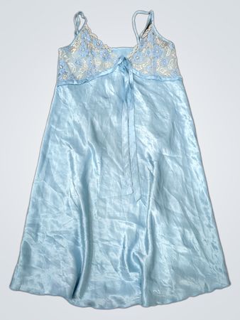 PALTAL Blue Lace Trim Slip Kleid