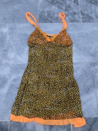 Leidenschaft Forever Chemise mit Leopardenmuster und orangefarbener Einfassung
