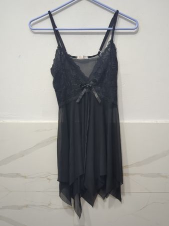 Avidlove Schwarze Spitzen-Babydoll-Chemise