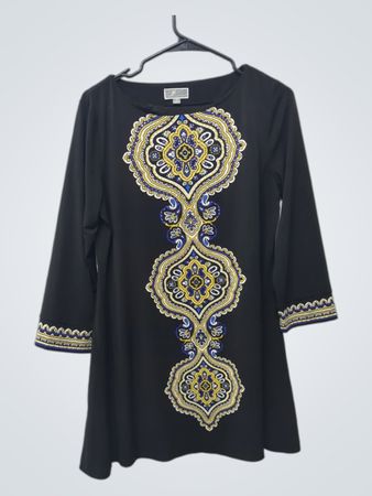 JM Collection Schwarzes besticktes Kleid