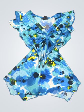 SUSAN LAWRENCE Blaues Oberteil mit Blumenmuster