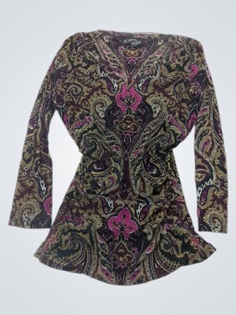 INC International Concepts Petite Paisley Print Long Sleeve Top