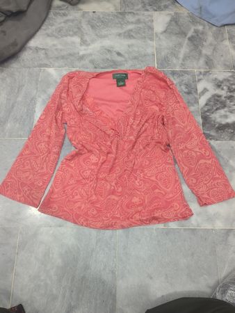 Lemon Grass Studio Damen Pinkes Bedrucktes Langarmshirt