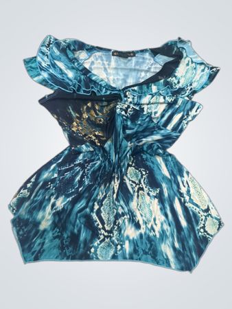 Suzie in the City Damen Top in Blau mit Schlangenmuster