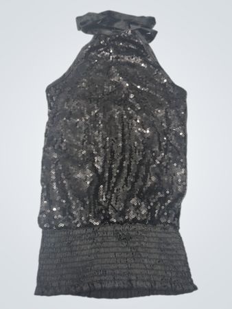 Schwarzes Pailletten-Haltertop