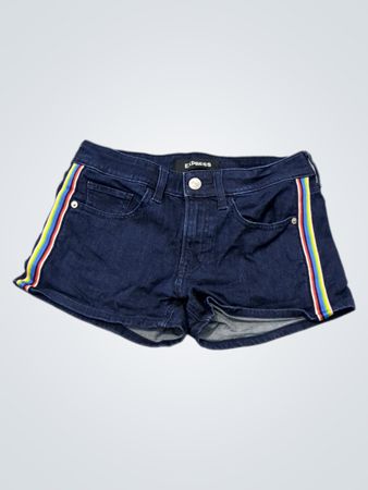 Express-Jeansshorts mit Regenbogenstreifen-Detail