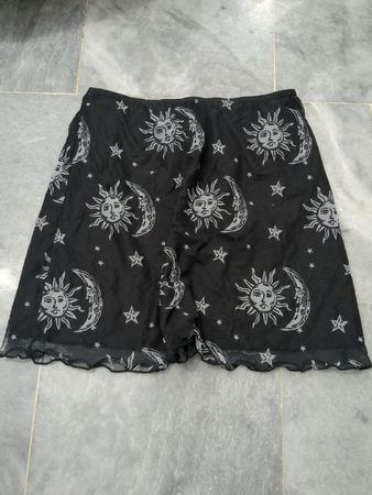 Princess Polly Black Sun and Moon Print Mesh Minirock