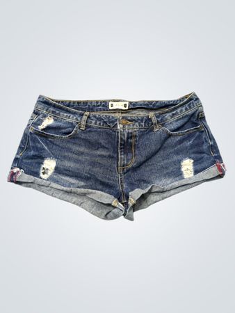 Blaue Jeansshorts mit Rissen