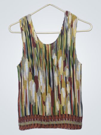 Plissiertes ärmelloses Top mit abstraktem Print