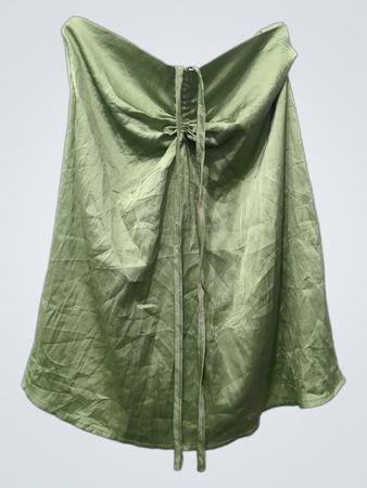 Grüner Satin Minirock mit Raffung und Kordelzug