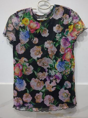 TRISTAN Floral Print Mesh Top