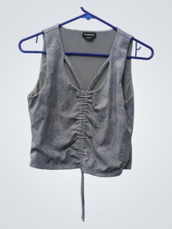 Bebe Sleeveless Ruched Crop Top