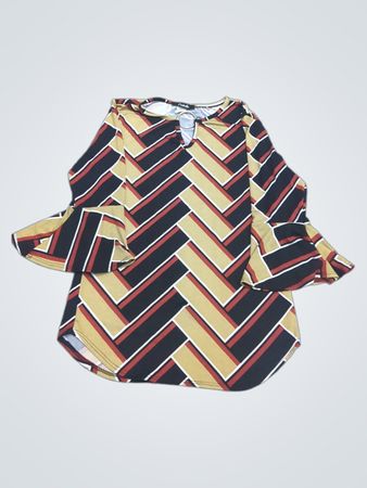 Arabella Damen Top mit geometrischem Muster und Glockenärmeln