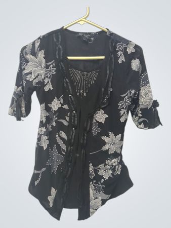 Appointment Damen Schwarze Bluse mit Blumenmuster