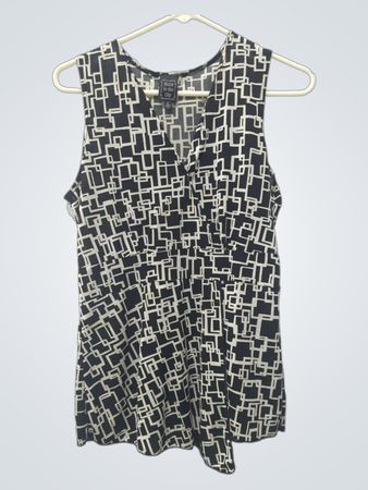 Suzie in the City ärmelloses Top mit schwarz-weißem geometrischem Muster