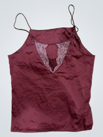 Maroon Lace-Trimmed Top