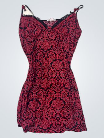 Linea Donatella rotes und schwarzes Slip-Kleid mit Blumendruck