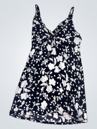 Lana Donatelli schwarzes und weißes Kleid mit Blumenmuster