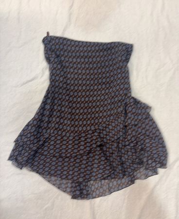 BIACCINI Braunes und Blaues Gemustertes Rüschenkleid