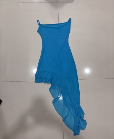 PEPPERMAYO Blue Asymmetrical Ruffle Dress