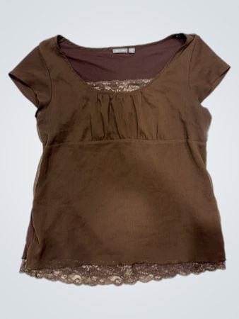Apt.9 Stretch Braun mit Spitzenbesatz Top