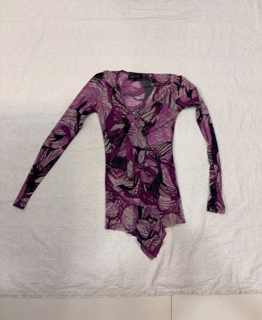 Karen Kane Women's Purple Floral Print Long Sleeve Top Size S