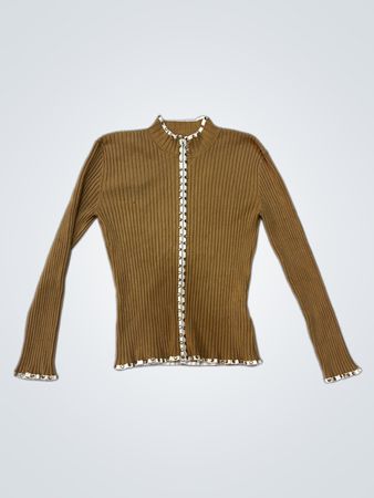 Bellini Rippstrick-Reißverschluss-Cardigan mit verziertetem Kragen und Manschetten