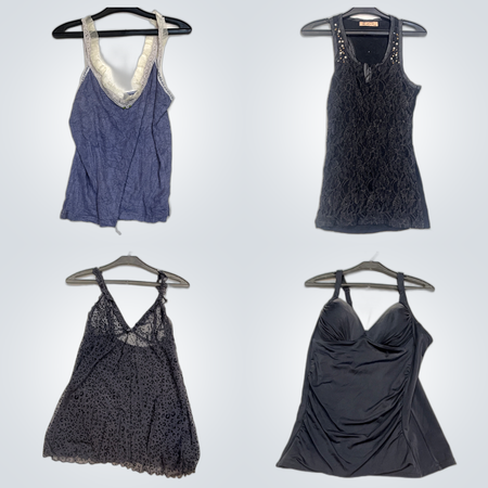 Lace Camisole Bundle: 40pcs Mixed Brands Lace Trim Tops & Dresses
