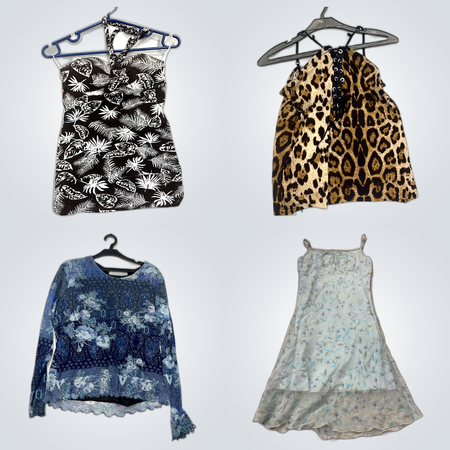 Fashion Bundle: 18 Pc Women's Mix Printed Tops, Dresses, Jackets from X-Mart, Silver Jeans & More