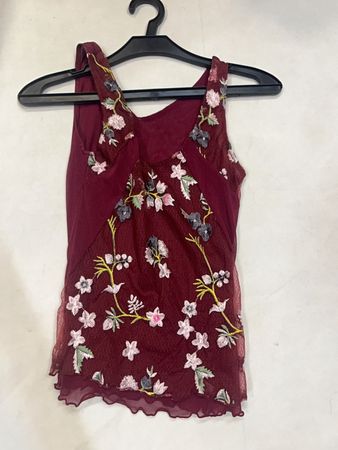 Maroon Floral Embroidered Top