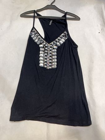 MAMISU Black Beaded Tank Top