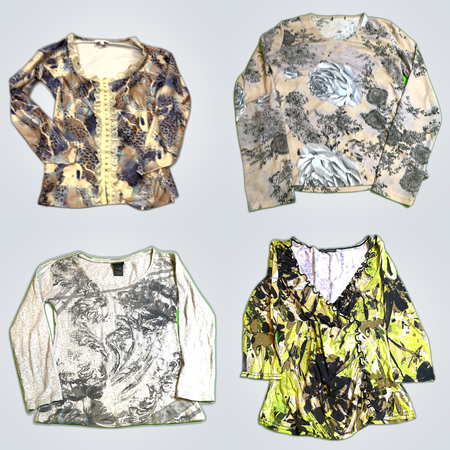 Long Sleeve Printed Blouses Bundle