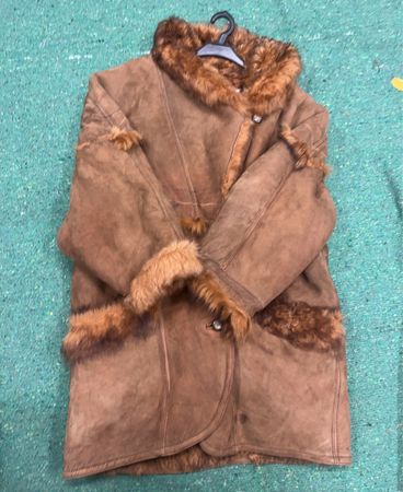 Brown Fur-Trimmed Suede Coat