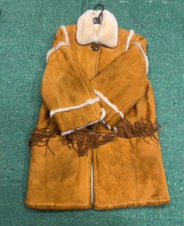 Suede Coat with Shearling Collar and Cuffs