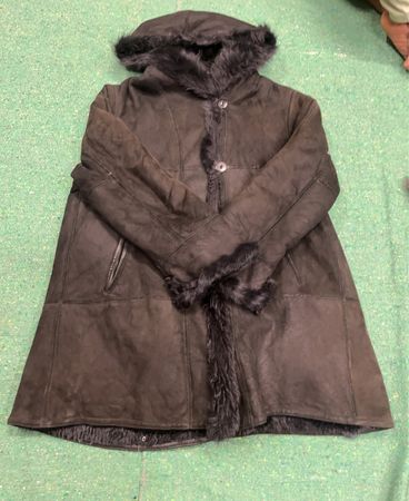 Brown Fur-Lined Hooded Coat