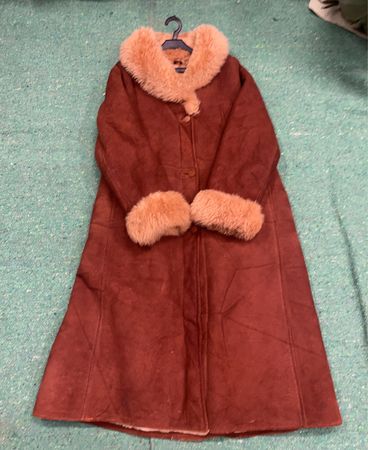 Long Brown Fur-Trimmed Coat