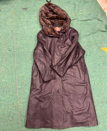 Brown Coat with Fur-Lined Hood