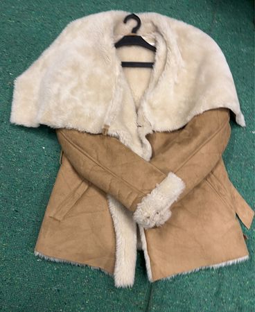 Tan Suede Jacket with Fur Trim