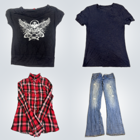 Camaieu & Emporio Armani Jeans Bootcut, Pack de Flanelle Wrangler & T-Shirt