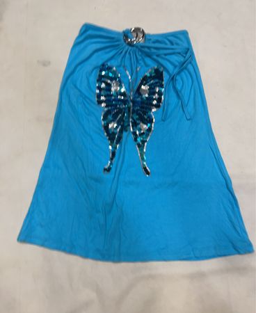 Blaue Rock mit Schmetterlingsdesign