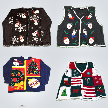 Festive Fashion Bundle: 9-Piece Christmas Vest & Sweater Collection